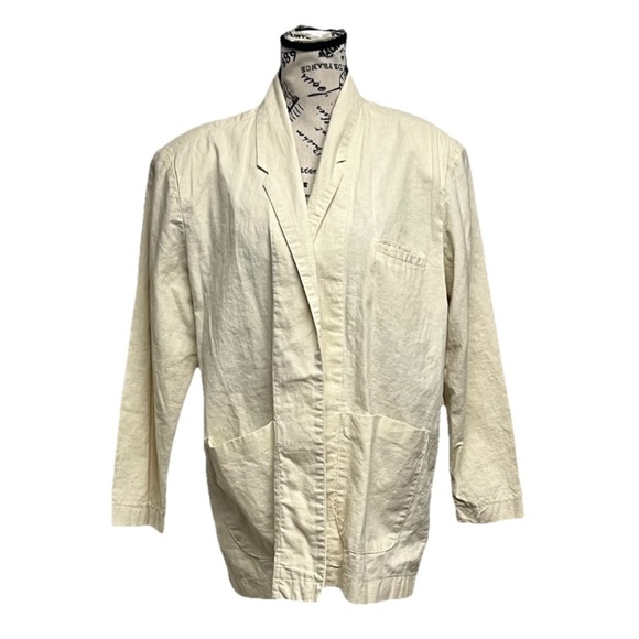Avon Fashions Jackets & Blazers - Vtg 80s Avon Fashions Beige Linen Blazer Granola Girl Normcore Quiet Luxury M